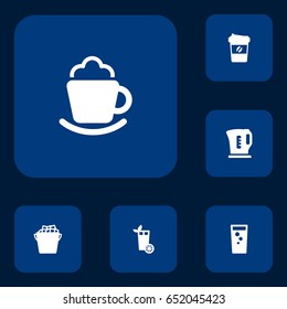 Set Of 6 Beverages Icons Set.Collection Of Cream, Lime, Fridge And Other Elements.