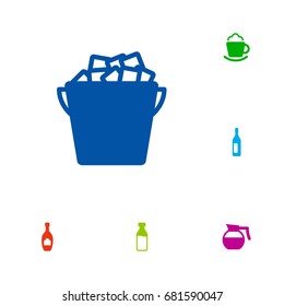 Set Of 6 Beverages Icons Set.Collection Of Alcohol, Cream, Teapot And Other Elements.