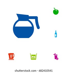 Set Of 6 Beverages Icons Set.Collection Of Cocktail, Cognac, Wine And Other Elements.