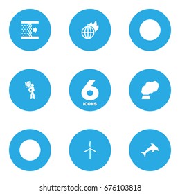 Set Of 6 Bio Icons Set.Collection Of Fish, Warm, Contamination And Other Elements.