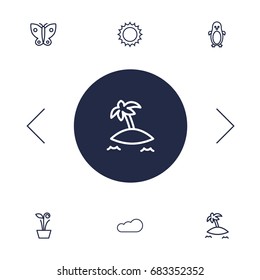 Set Of 6 Bio Outline Icons Set.Collection Of Butterfly, Plant, Cloud And Other Elements.