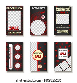 Set of 6 black Friday banners.  Collection of sale templates.   
