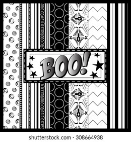 set of 6 black and white seamless patterns for Halloween
