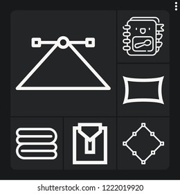 Set of 6 blank outline icons such as square, , towel, recipe book, pillow