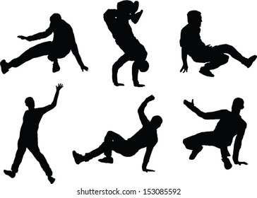 The set of 6 break-dance silhouette figures 