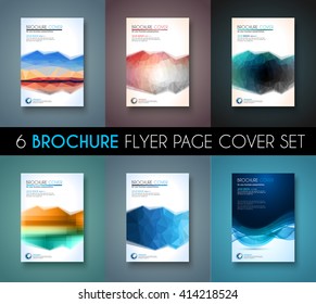 Set of 6 Brochures templates, Flyer Designs or Depliant Covers for business presentation and magazine covers, annual reports and marketing generic purposes.