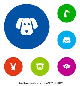 Set Of 6 Brute Icons Set.Collection Of Night Fowl, Hound, Pussy And Other Elements.