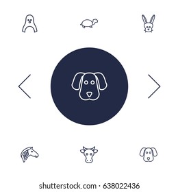 Set Of 6 Brute Outline Icons Set.Collection Of Mammal, Cow, Turtle And Other Elements.