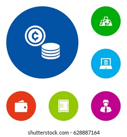 Set Of 6 Budget Icons Set.Collection Of Worker, Purse, Cash And Other Elements.