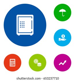 Set Of 6 Budget Icons Set.Collection Of Grown, Umbrella, Calculate And Other Elements.