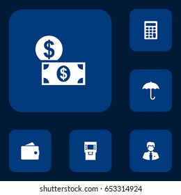 Set Of 6 Budget Icons Set.Collection Of Umbrella, Worker, Terminal And Other Elements.