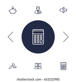 Set Of 6 Budget Outline Icons Set.Collection Of Auction, Calculator, Exchange And Other Elements.