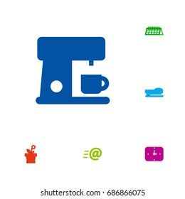 Set Of 6 Bureau Icons Set.Collection Of Sew, Message, Date And Other Elements.