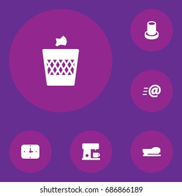 Set Of 6 Bureau Icons Set.Collection Of Urn , Message , Stand Elements.