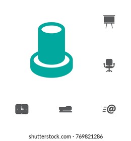 Set Of 6 Bureau Icons Set.Collection Of Stand , Message , Sew Elements.