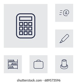 Set Of 6 Bureau Outline Icons Set.Collection Of Email, Marker, Pencil And Other Elements.