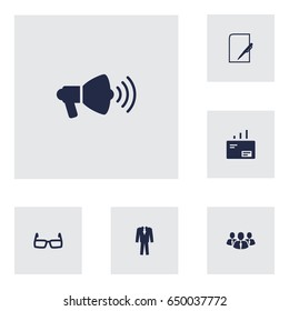 Set Of 6 Business Icons Set.Collection Of Pen, Message, Colleagues And Other Elements.