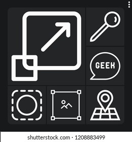 Set of 6 business outline icons such as edit, map, geek, graphic design, selection