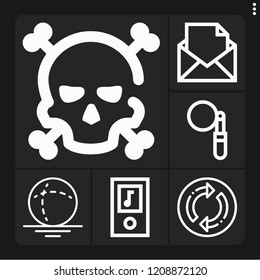 Set of 6 button outline icons such as danger, refresh, sphere, filter, message