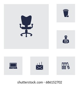 Set Of 6 Cabinet Icons Set.Collection Of Manager, File Folder, Mail And Other Elements.