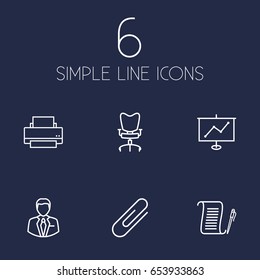 Set Of 6 Cabinet Outline Icons Set.Collection Of Agreement, Workplace, Show And Other Elements.