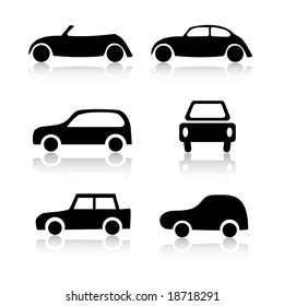 Set of 6 car icon variations