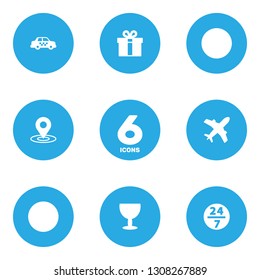 Set of 6 cargo icons set. Collection of taxi, gift, fragile and other elements.