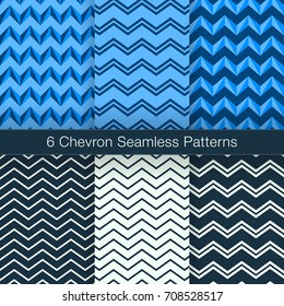 Set of 6 Chevron Seamless Patterns. Every Pattern is on a Separate Isolated Layer. Vector Backgrounds  for Printing on Fabric Textiles Paper Covers Backdrops Websites