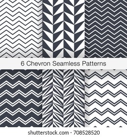 Set of 6 Chevron Seamless Patterns. Every Pattern is on a Separate Isolated Layer. Vector Backgrounds  for Printing on Fabric Textiles Paper Covers Backdrops Websites