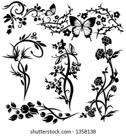 A set of 6 chinese floral designs.