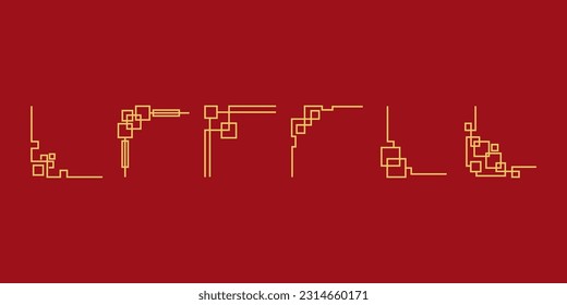 Set of 6 Chinese frames. vector illustration