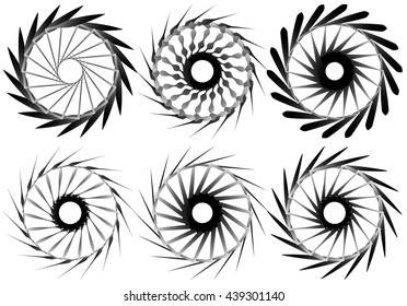 Set of 6 circular geometric element. Abstract geometry shapes. Vector illustration