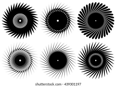 Set of 6 circular geometric element. Abstract geometry shapes. Vector illustration