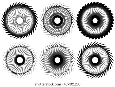 Set of 6 circular geometric element. Abstract geometry shapes. Vector illustration