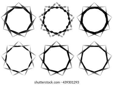 Set of 6 circular geometric element. Abstract geometry shapes. Vector illustration