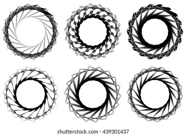 Set of 6 circular geometric element. Abstract geometry shapes. Vector illustration