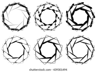 Set of 6 circular geometric element. Abstract geometry shapes. Vector illustration