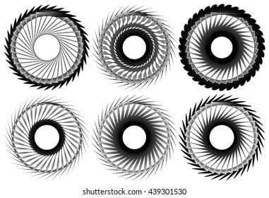 Set of 6 circular geometric element. Abstract geometry shapes. Vector illustration