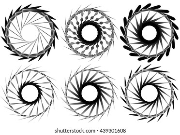Set of 6 circular geometric element. Abstract geometry shapes. Vector illustration