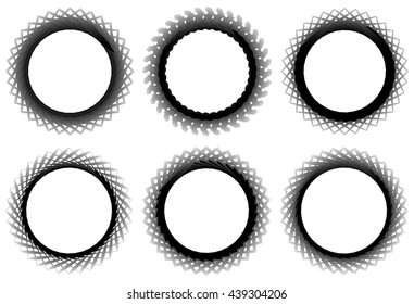 Set of 6 circular geometric element. Abstract geometry shapes. Vector illustration