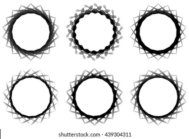 Set of 6 circular geometric element. Abstract geometry shapes. Vector illustration