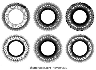 Set of 6 circular geometric element. Abstract geometry shapes. Vector illustration