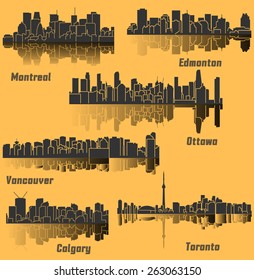 Set of 6 Cities in Canada (Ottawa, Montreal, Toronto, Calgary, Vancouver, Edmonton) 