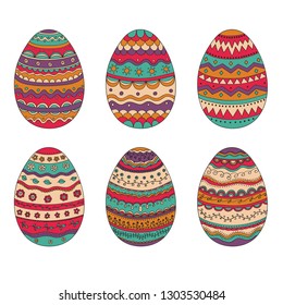 Set of 6 color bright Easter eggs. Ideal for postcard, web pages, blog, scrap booking, stickers, invitation