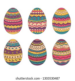 Set of 6 color bright Easter eggs. Ideal for postcard, web pages, blog, scrap booking, stickers, invitation