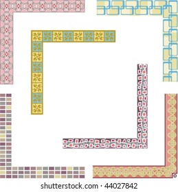 Un conjunto de 6 diseños de borde coloreados, serie de ilustraciones vectoriales.