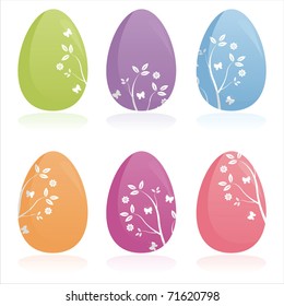 set of 6 colorful easter eggs