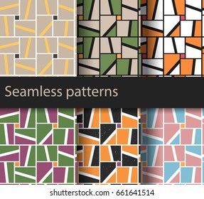 Set of 6 colorful geometric patterns