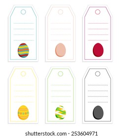 Set of 6 colorful (price, gift) tags with Easter eggs