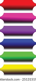 Conjunto de 6 coloridos, Botón vívido, fondos de Anuncio con espacio en blanco para su mensaje. Etiquetas coloridas, brillantes, etiquetas. Elementos de diseño Abstractas